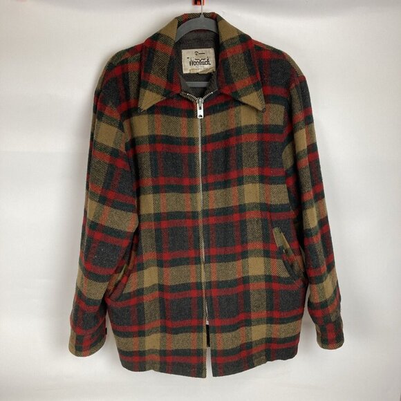 ジャケット・アウター 70s woolrich wool work jacket VTG 70s Woolrich Blue Gray Wool Plaid Lined Nylon Zip Snap USA